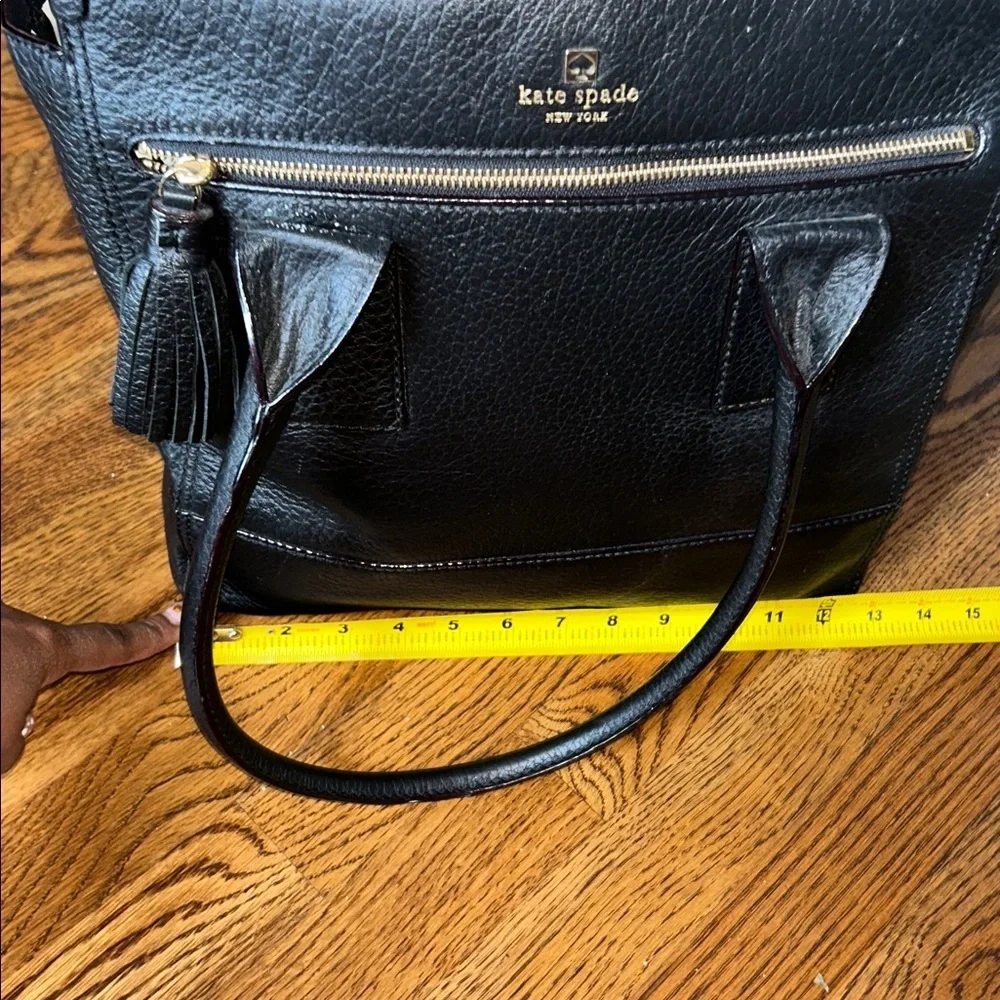 Kate Spade Black Textured Leather Tote Minimalist Fashion